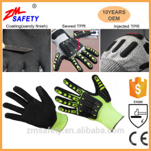 Sandy Nitrile Coated HPPE Fiber Anti Slash Cut Resistant TPR Safety Impact Gloves Mechanic Gloves